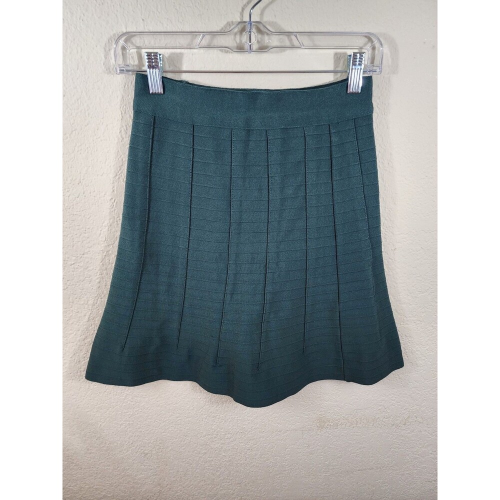 The Cue Cher Qu Womens S Green Ribbed Classic Straight A-line Mini Skirt